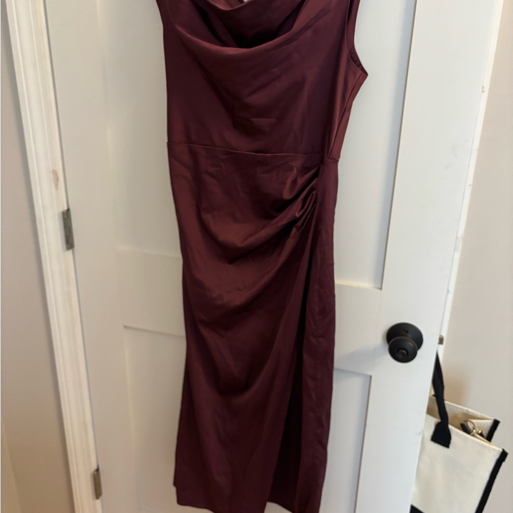 Abercrombie & Fitch Red Ruched Asymmetrical Sheath Dress